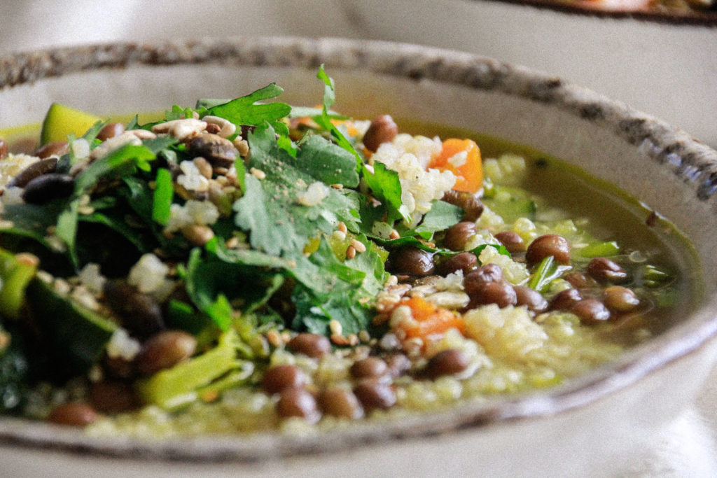 Bowl of wholesome Spring lentil veggie Soup goodness!